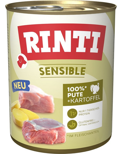 RINTI Sensible pentru caini sensibili 800g curcan si cartofi