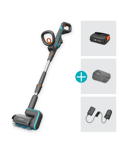 GARDENA Set perie pentru spalare terase, cu baterie