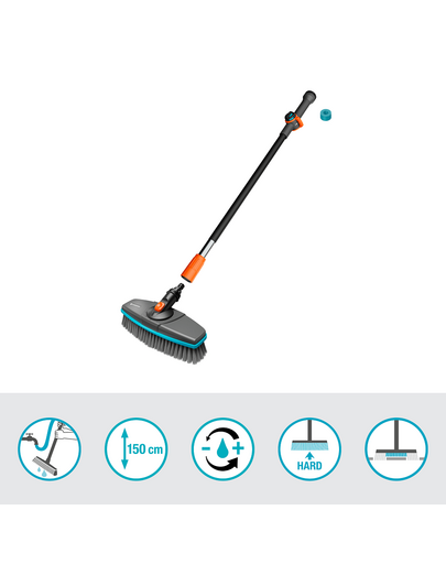 GARDENA Cleansystem perie spalare cu maner, kit spatii mai mari, delicate