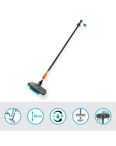 GARDENA Cleansystem Set de spalare perie si maner, pentru suprafete mai mari, nedelicate