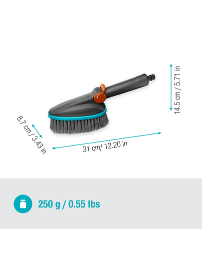 GARDENA Cleansystem Perie manuala de curatare, moale M, conectare la apa, pentru suprafete mici