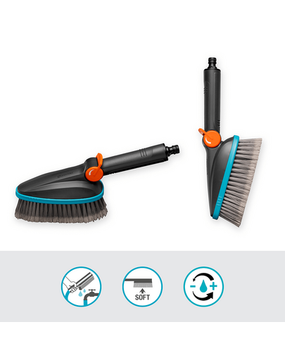GARDENA Cleansystem Perie manuala de curatare, moale M, conectare la apa, pentru suprafete mici