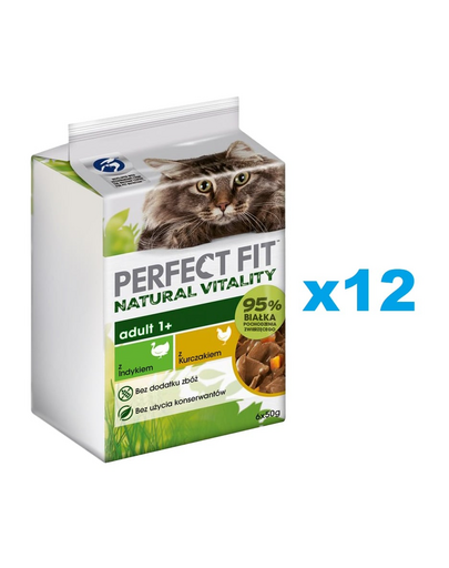 PERFECT FIT Natural Vitality 72x50 g hrana completa umeda pentru pisici adulte si dupa castrare in sos, curcan si pui