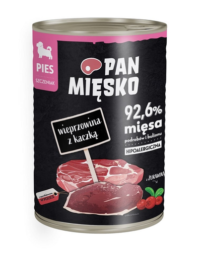 PAN MIĘSKO Hrana pentru catelusi cu porc si rata 400 g