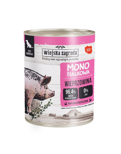 WIEJSKA ZAGRODA Hrana umeda monoproteica pentru caini, porc  400 g