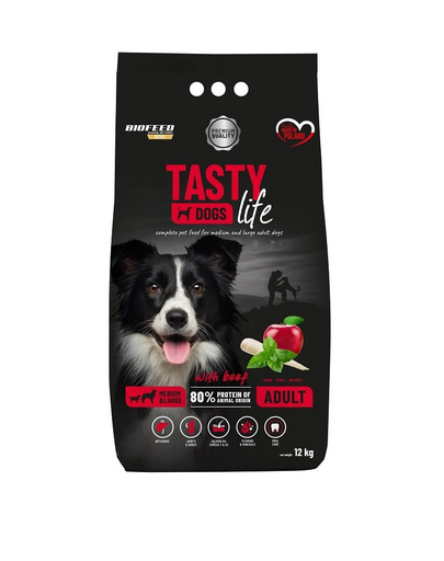 BIOFEED TASTY LIFE Premium hrană cu vită pentru câini rase medii și mari 12 kg