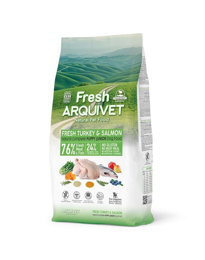 Hrana semi-moist catei ARQUIVET Fresh Puppy Junior 10 kg curcan si somon