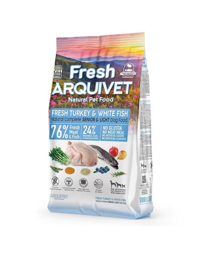 ARQUIVET Fresh Senior Light hrana semiumeda pentru caini seniori 2,5 kg curcan si peste alb