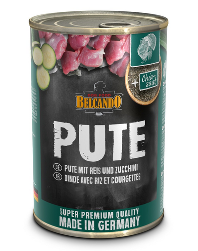 BELCANDO Super Premium hrana umeda caini, cu curcan si orez 400 g