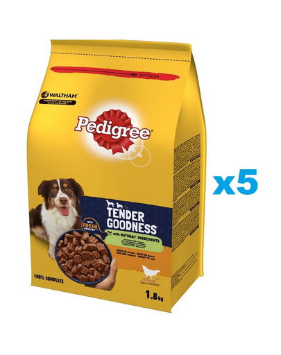 PEDIGREE Tender Goodness 5x1,8 kg Hrana semi umeda caine adult, pasare