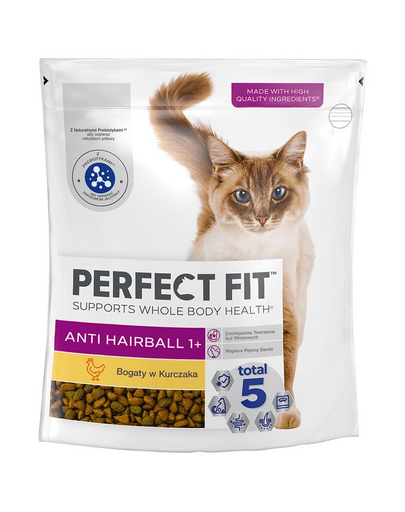 PERFECT FIT Antihairball 1+ 750 g hrana cu pui pentru pisici adulte