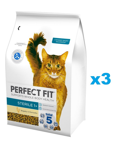 PERFECT FIT Sterile 1+ 3x2,8 kg hrana pisici sterilizate, cu pui