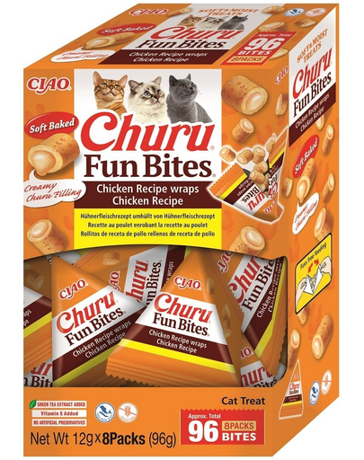 INABA Cat Fun Bites Chicken 8x12g wrapuri cu pui pentru pisici