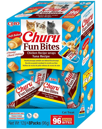 INABA Churu Cat Fun Bites Chicken with Tuna 8x12g wrapuri cu pui și ton pentru pisici