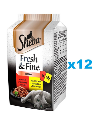 SHEBA Fresh & Fine vita si pui in sos 72x50g hrana pisici adulte