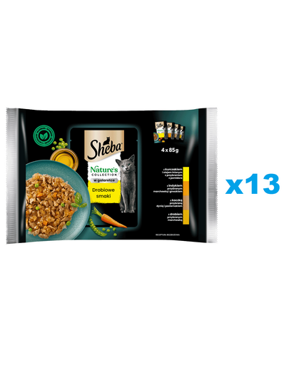 SHEBA Nature’s Collection in aspic 52x85 g hrana completa pentru pisici adulte cu: pui, curcan si rata