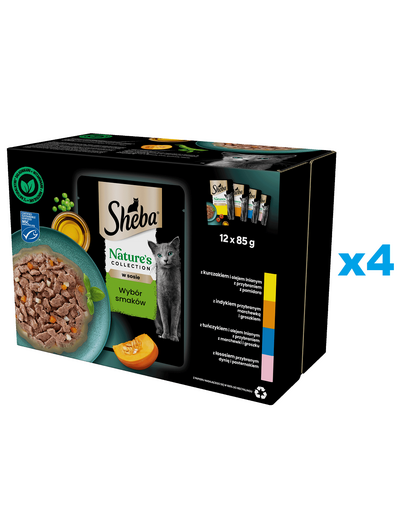 SHEBA Nature’s Collection 48x85g hrana umeda pisici, 4 sortimente in sos