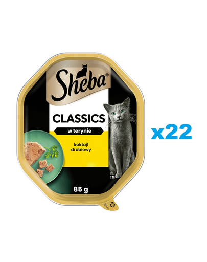 SHEBA Classics 22x85g pate pentru pisici adulte, cu pasari de curte