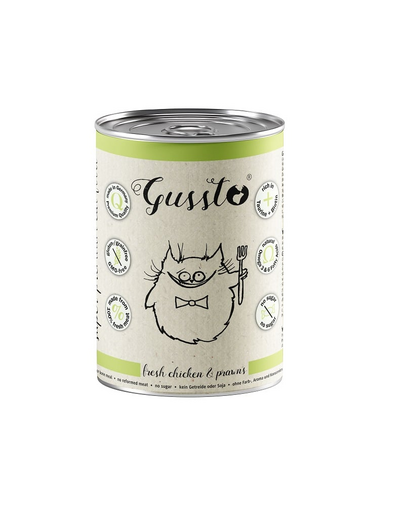 GUSSTO Cat Fresh Chicken Prawns 400 g hrana umeda pentru pisici, cu pui si creveti