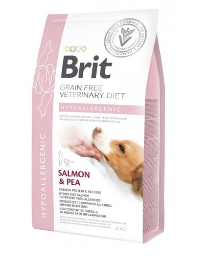 BRIT Veterinary Diets Dog Hypoallergenic Dieta veterniara pentru caini cu alergii si intolerante alimentare, cu somon 2 kg