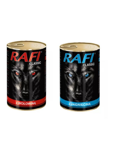 DOLINA NOTECI RAFI CLASSIC hrana umeda caini adulti SET vita cu miel 1240 g x 12 buc.