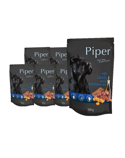 DOLINA NOTECI PIPER set plicuri hrana caini,  cu miel, morcov si orez 10x500 g