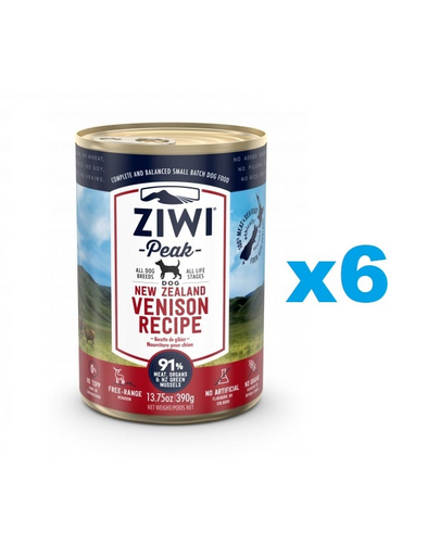 ZIWIPEAK Dog Venison cu vanat, hrana umeda caini 6x390 g