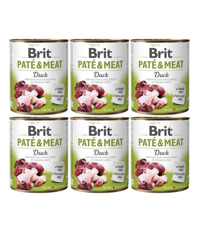 BRIT Pate&Meat Duck 6x800 g pate cu rata, pentru caini