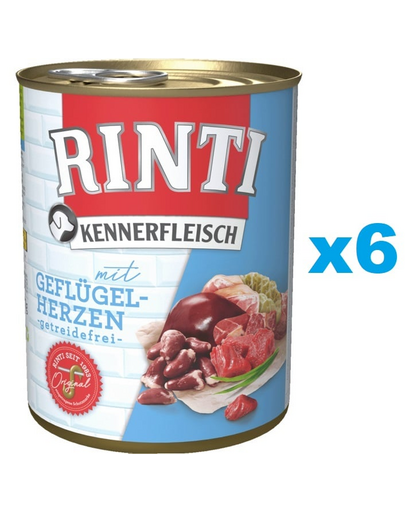 RINTI Kennerfleisch Poultry hearts 6x400 g hrana umeda caini, inimi de pasare