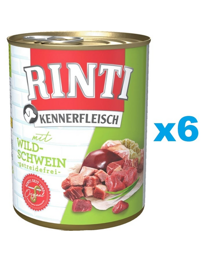 RINTI Kennerfleisch Wild boar cu mistret, hrana caini 6x400 g