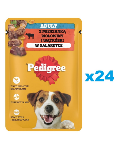 PEDIGREE Adult Pachet hrana umeda caini, vita si ficat in aspic 24x100g
