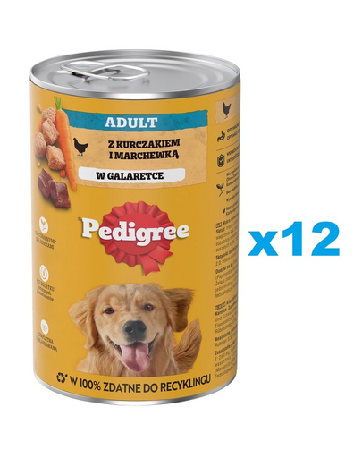 PEDIGREE Adult conserve caini adulti 12x1200g pui si morcovi in aspic
