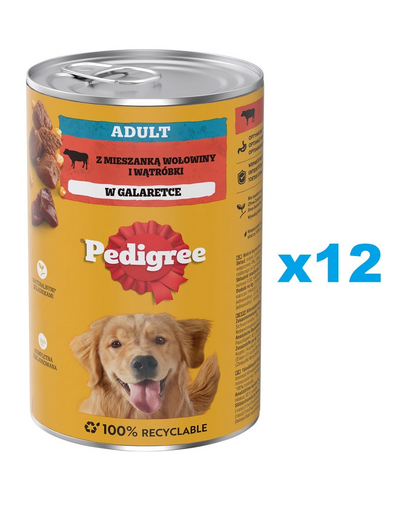 PEDIGREE Adult Conserve caine adult, cu vita si ficat in aspic 12x1200g