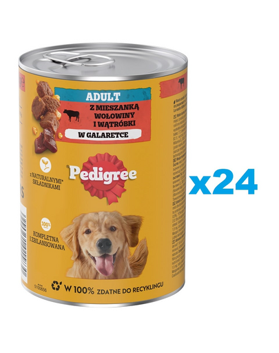 PEDIGREE Adult 24x400 g Conserve hrana umeda caini adult, cu vita si ficat in aspic