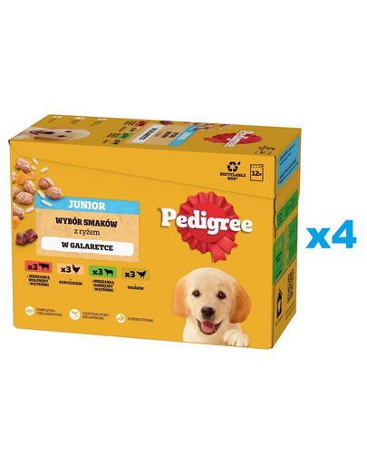 PEDIGREE Junior Pachet hrana umeda pentru catei, sortiment mixt 48x100g