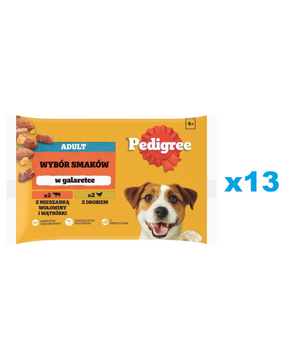 PEDIGREE Adult 52x100g plicuri hrana caine, cu vita, ficat si pasare in aspic