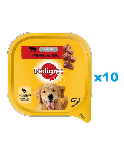 PEDIGREE Adult 10x300 g hrana umeda pentru caini cu carne de vita si ficat in mousse