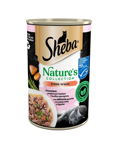 SHEBA conserva hrana umeda 400 g Nature\'s Collection cu somon garnisit cu yam si fasole verde in sos