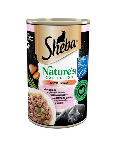 SHEBA pachet conserve 6 x 400 g Nature\'s Collection somon garnisit cu yam si fasole verde in sos