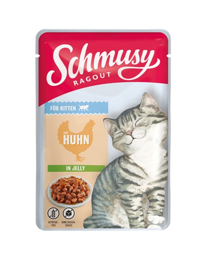 SCHMUSY RAGOUT Hrana umeda pentru pisoi, cu pui in aspic 100 g