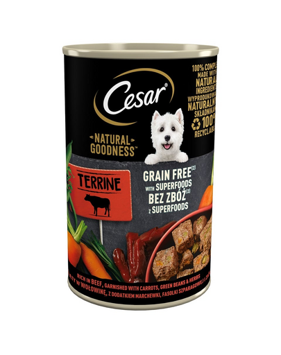 CESAR Hrana umeda pentru caini adulti, bogata in vita cu morcovi si fasole 400g
