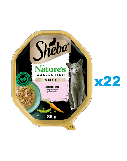 SHEBA Nature’s Collection somon si mazare in sos 22x85 g hrana umeda completa pentru pisici adulte