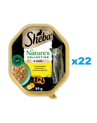 SHEBA Nature’s Collection tavi hrana 22x85 g hrana umeda pentru pisici adulte bucati cu pui in sos
