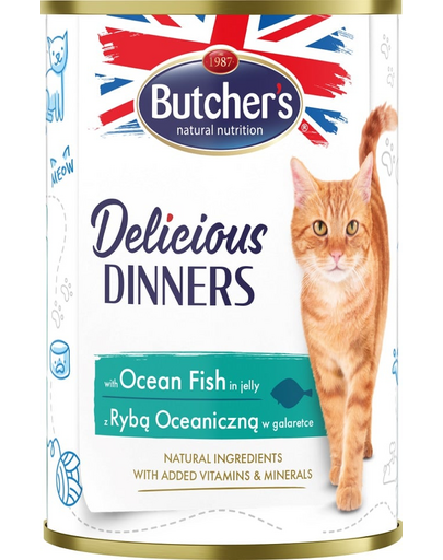 BUTCHER\'S Delicious Dinners hrana umeda pisici, peste in jeleu, conserva 400g