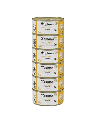 APPLAWS Cat Adult Mousse Chicken Conserve pentru pisici, mousse cu pui 6x70g