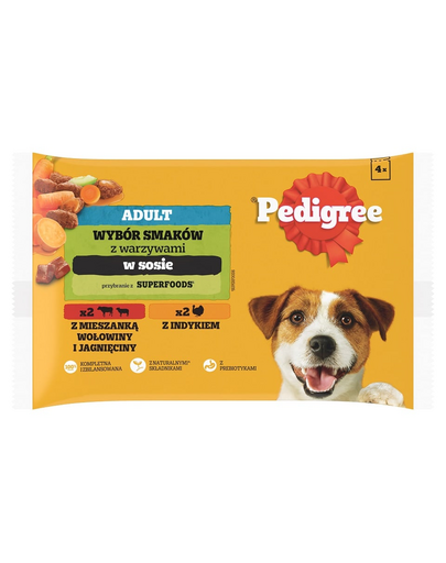 PEDIGREE Mix arome in sos 4x100g vita si miel, curcan