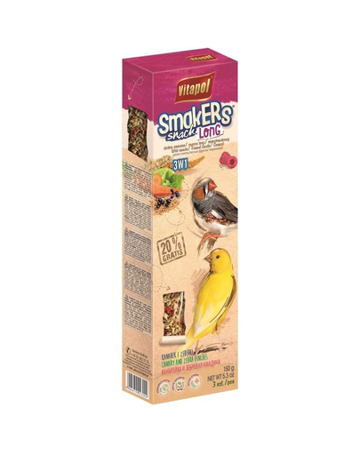 VITAPOL Smakers Long Mix 3 in 1 pentru canar și cinteză  semințe sălbatice / fructe de pădure / morcov