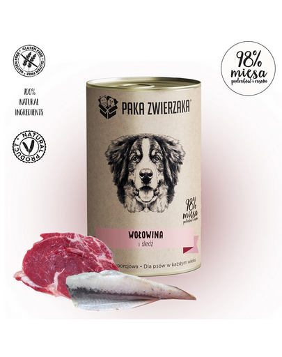 PAKA ZWIERZAKA Hrana umeda pentru caini, cu vita si hering 400 g