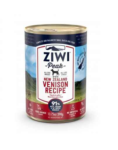 ZIWIPEAK Dog Venison Hrana umeda pentru caini, cu carne de vanat 390 g