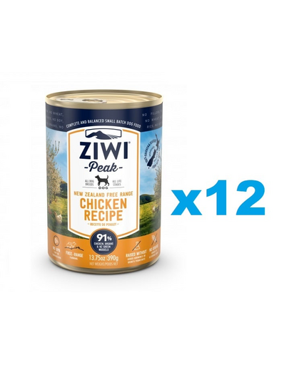 ZIWIPEAK Dog Chicken hrana cu pui, pentru caini 12 x 390 g